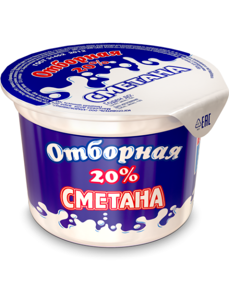 Сметана отборная 20% 200г*12 Сметана отборная 20% 200г*12